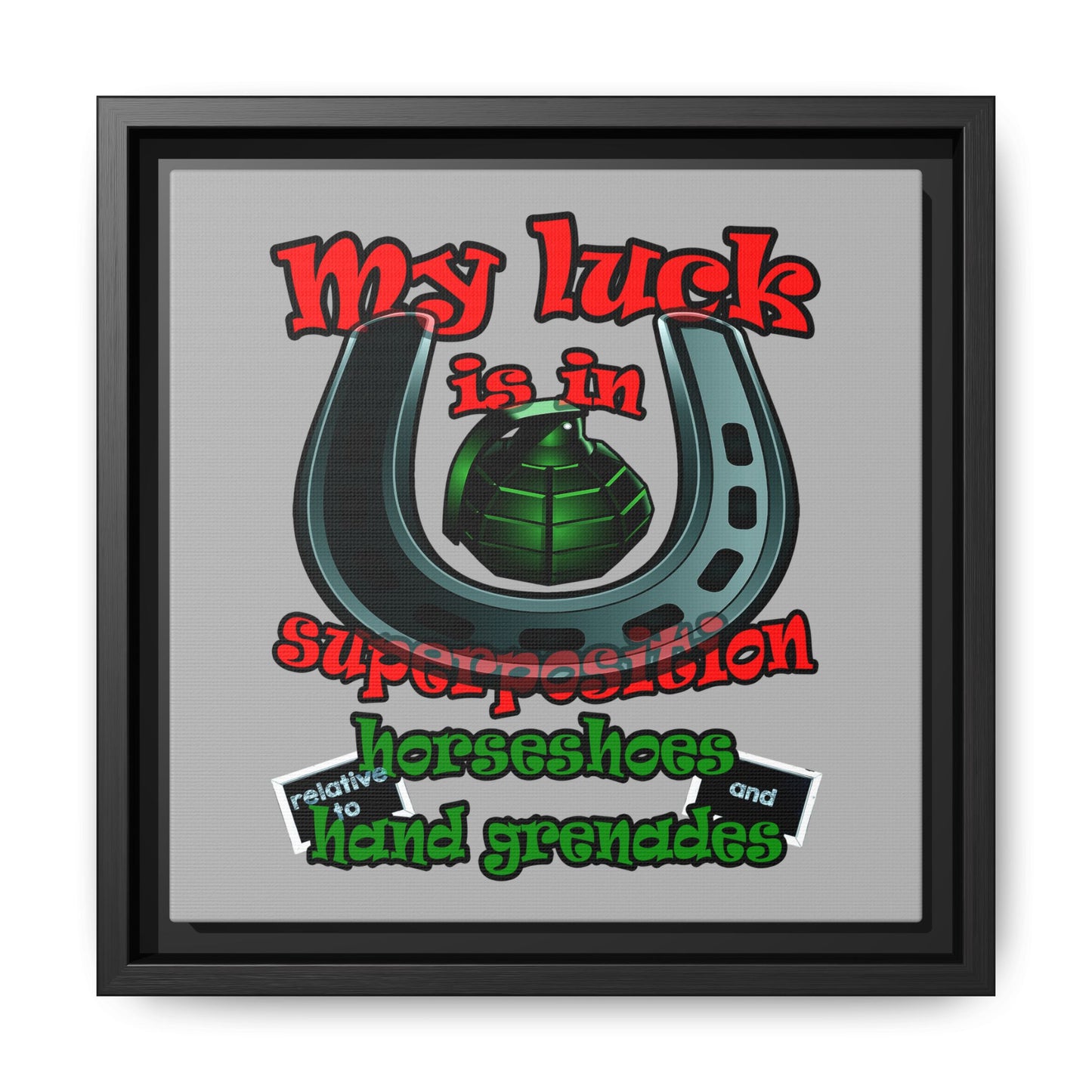 my luck - framed canvas art (light grey)