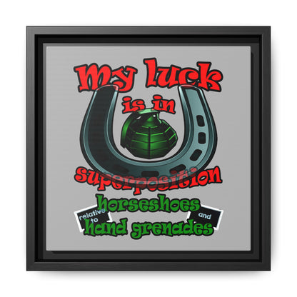 my luck - framed canvas art (light grey)