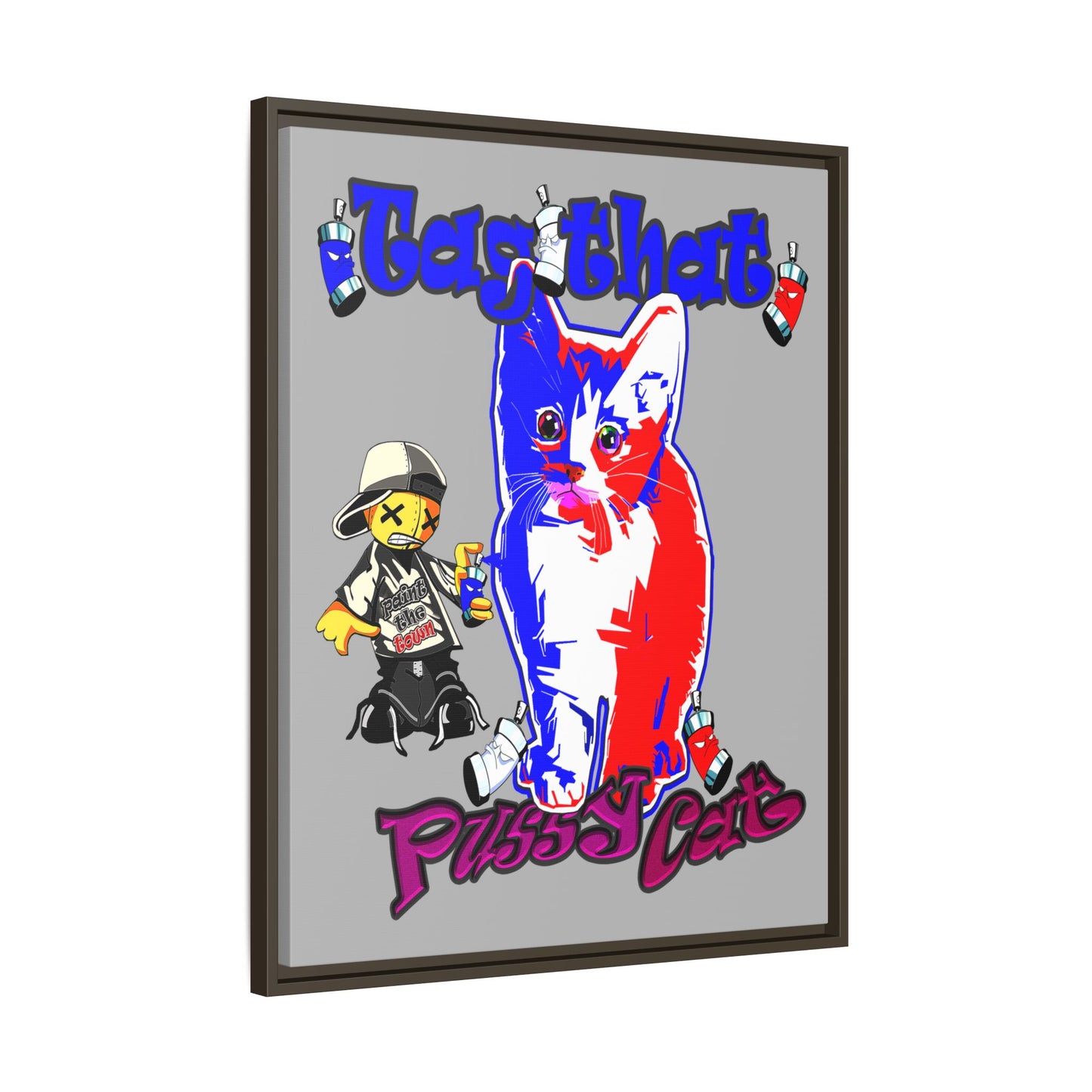 tag that - framed canvas art (light grey)