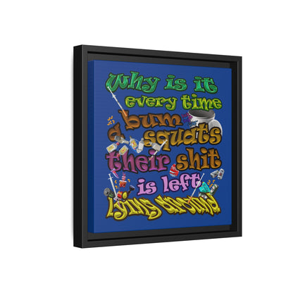 the bum's shit - framed canvas art (dark blue)