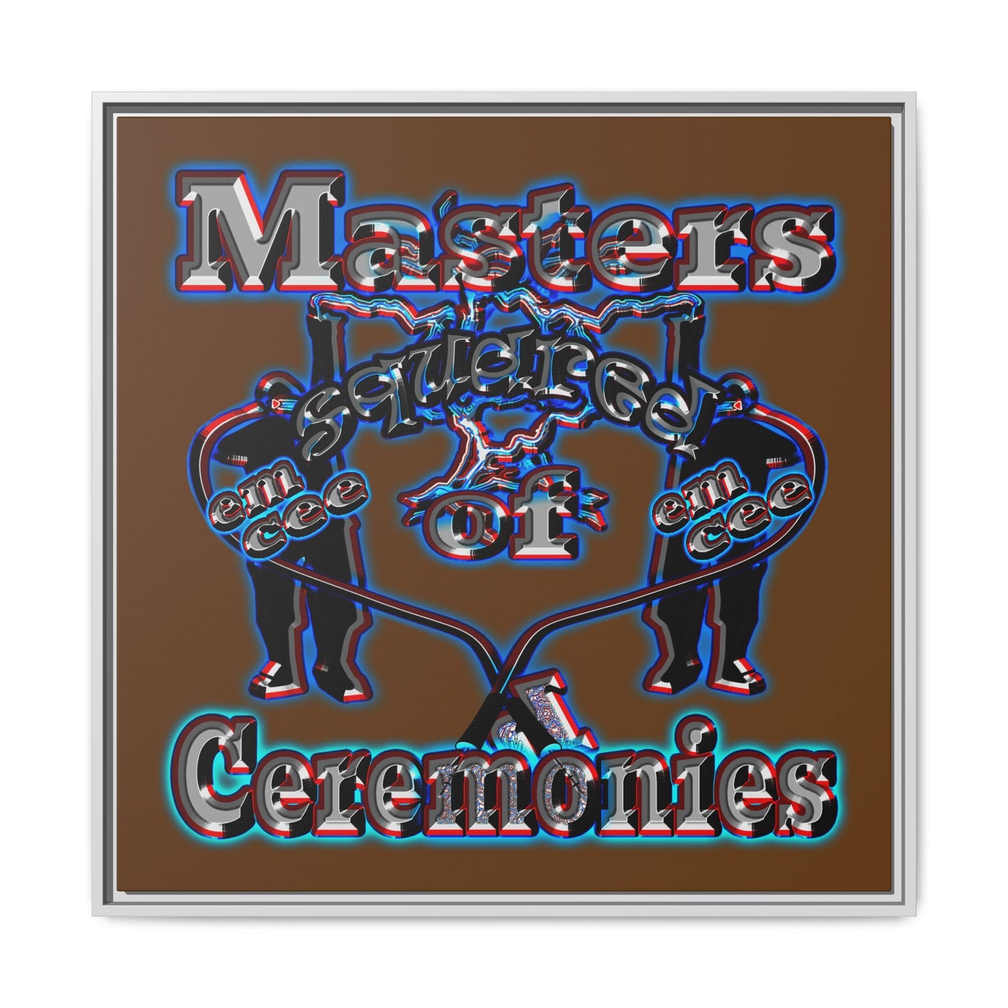 em cee squared - framed canvas art (brown)