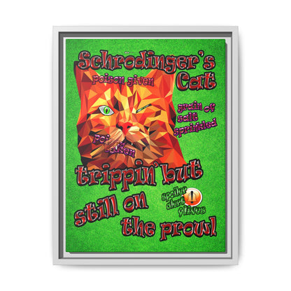 schrodinger's cat - framed canvas art (green turf)