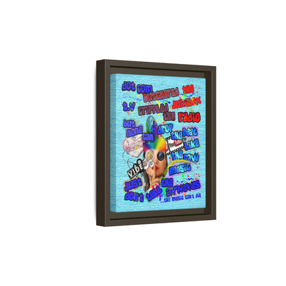 drop the beat - framed canvas art (faded blue)