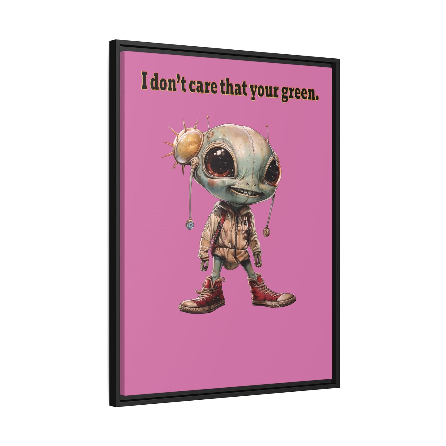 I don't care that your green - framed canvas art (light pink)