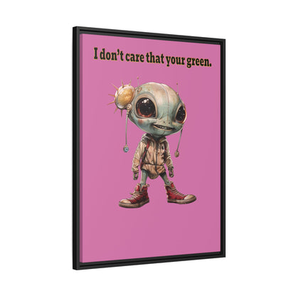 I don't care that your green - framed canvas art (light pink)