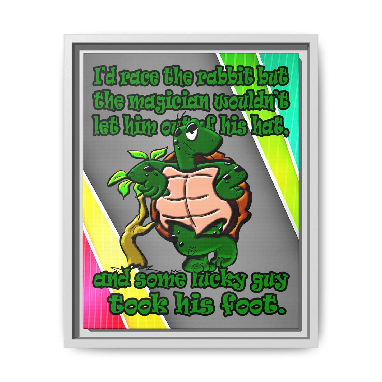 turtle race - framed canvas art (rainbow split)