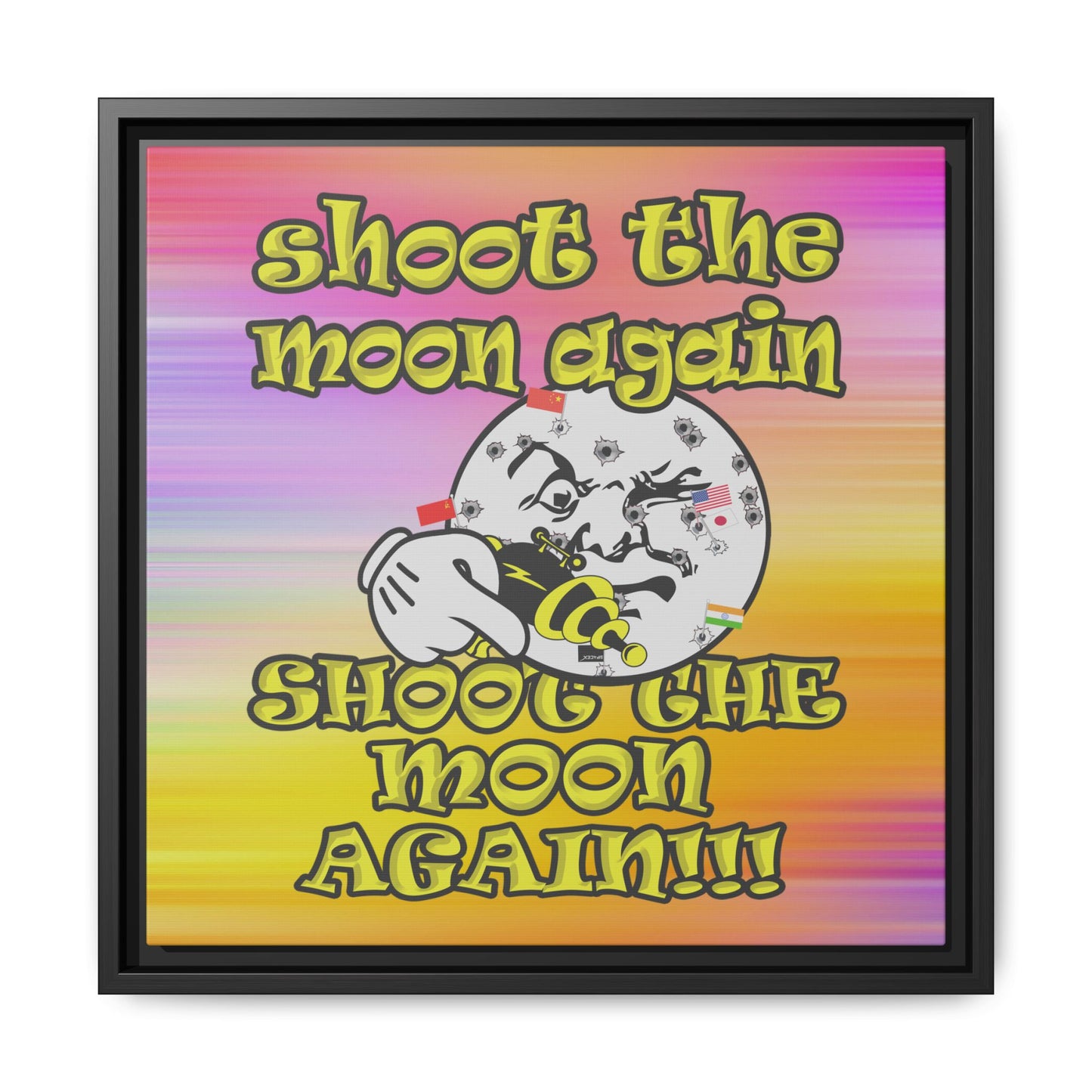 shoot the moon again - framed canvas art (color blur)