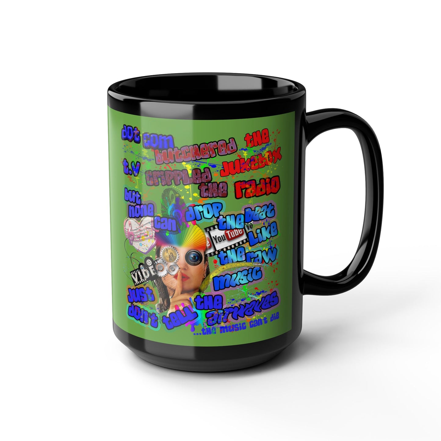 drop the beat - Black Mug (green)