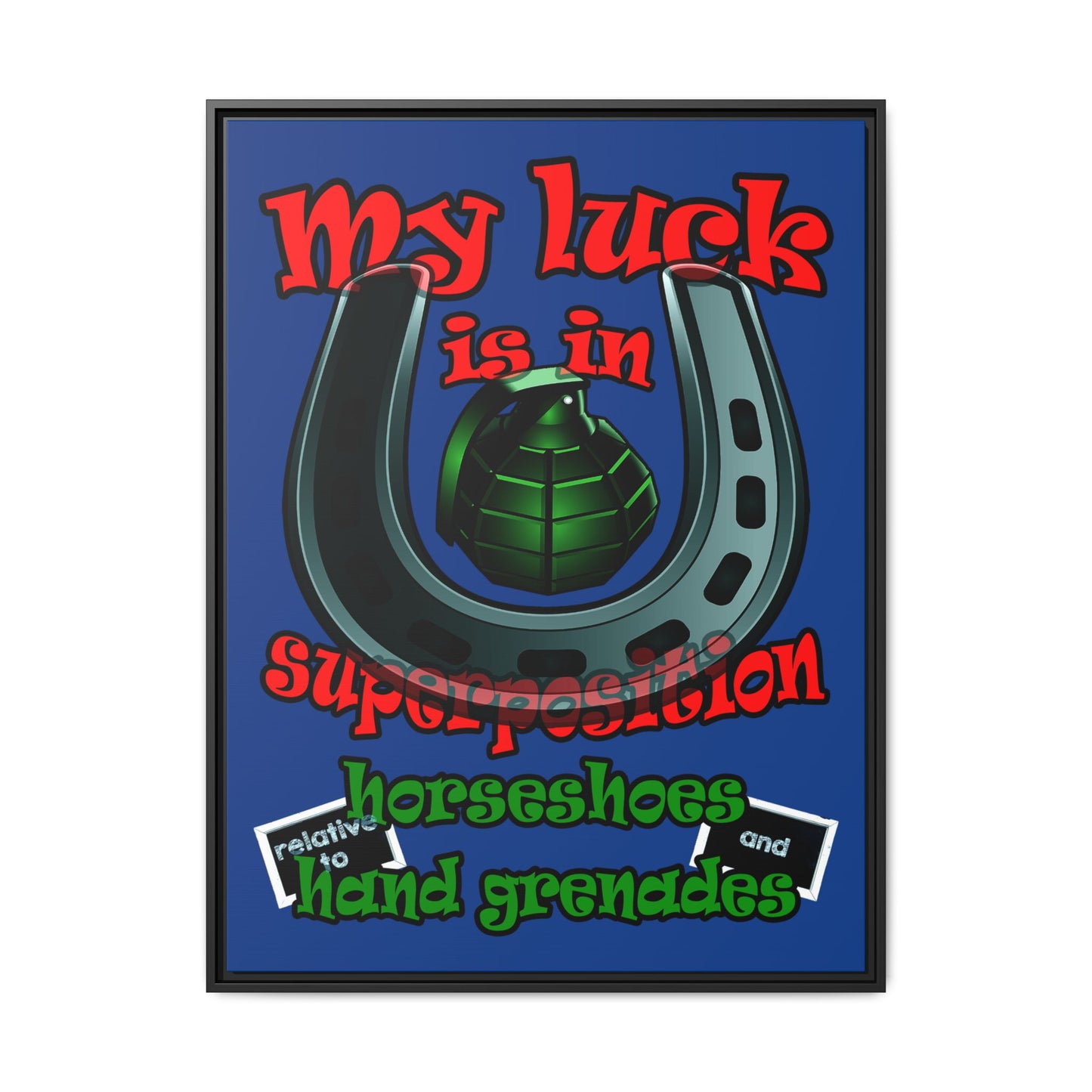 my luck - framed canvas art (dark blue)