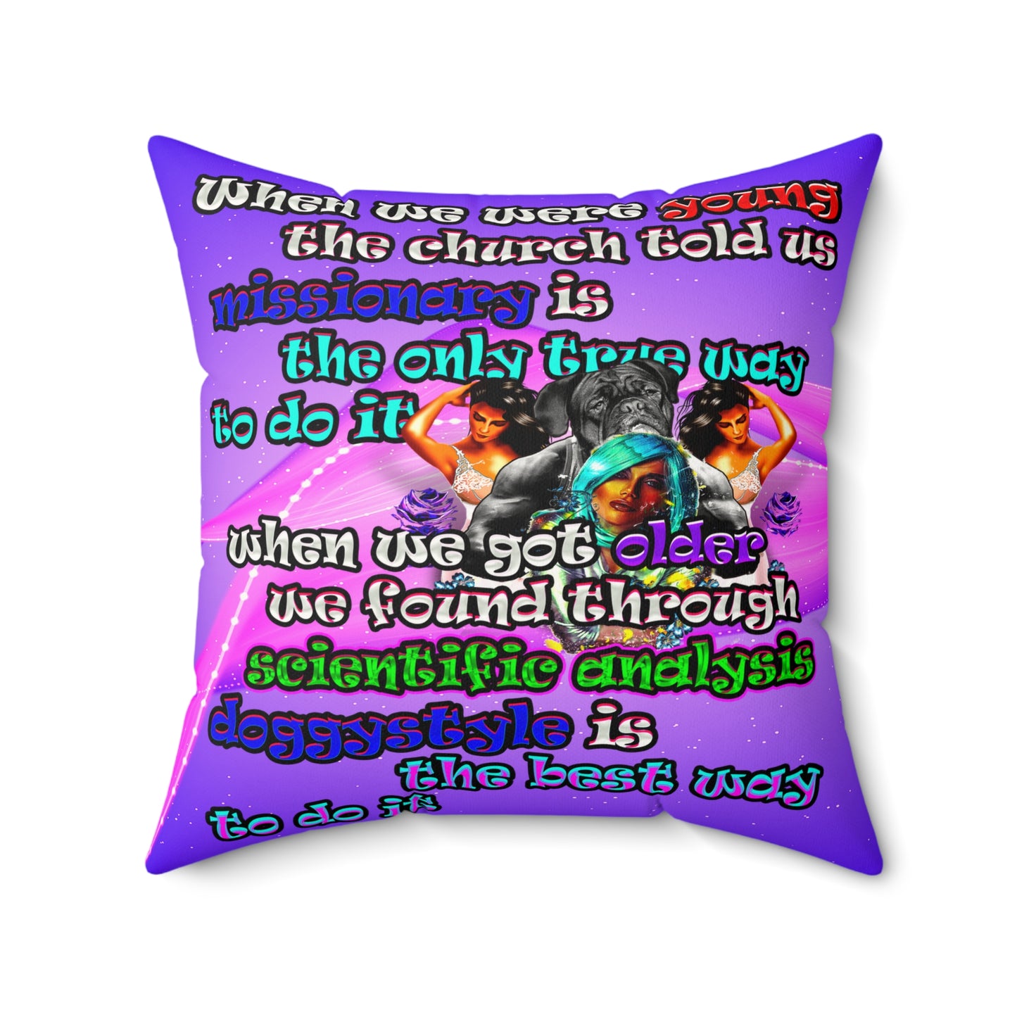 doggystyle - Faux Suede Square Pillow - (purple-pink wave)
