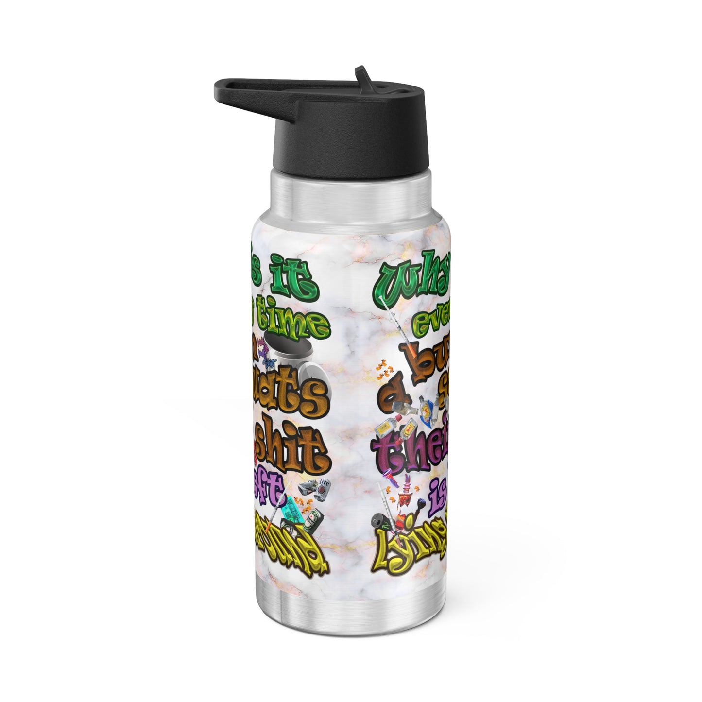the bum's shit - Gator Tumbler, 32oz (white marble)
