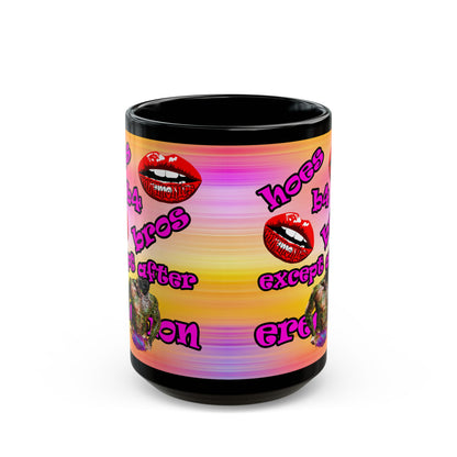 hoes b4 bros - Black Mug (color blur)
