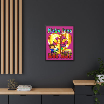 love peace - framed canvas art (pink)
