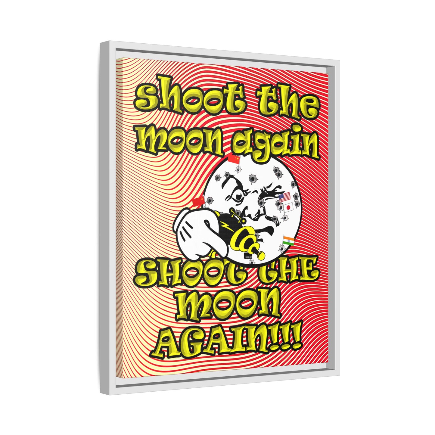 shoot the moon again - framed canvas art (yellow-orange wave)