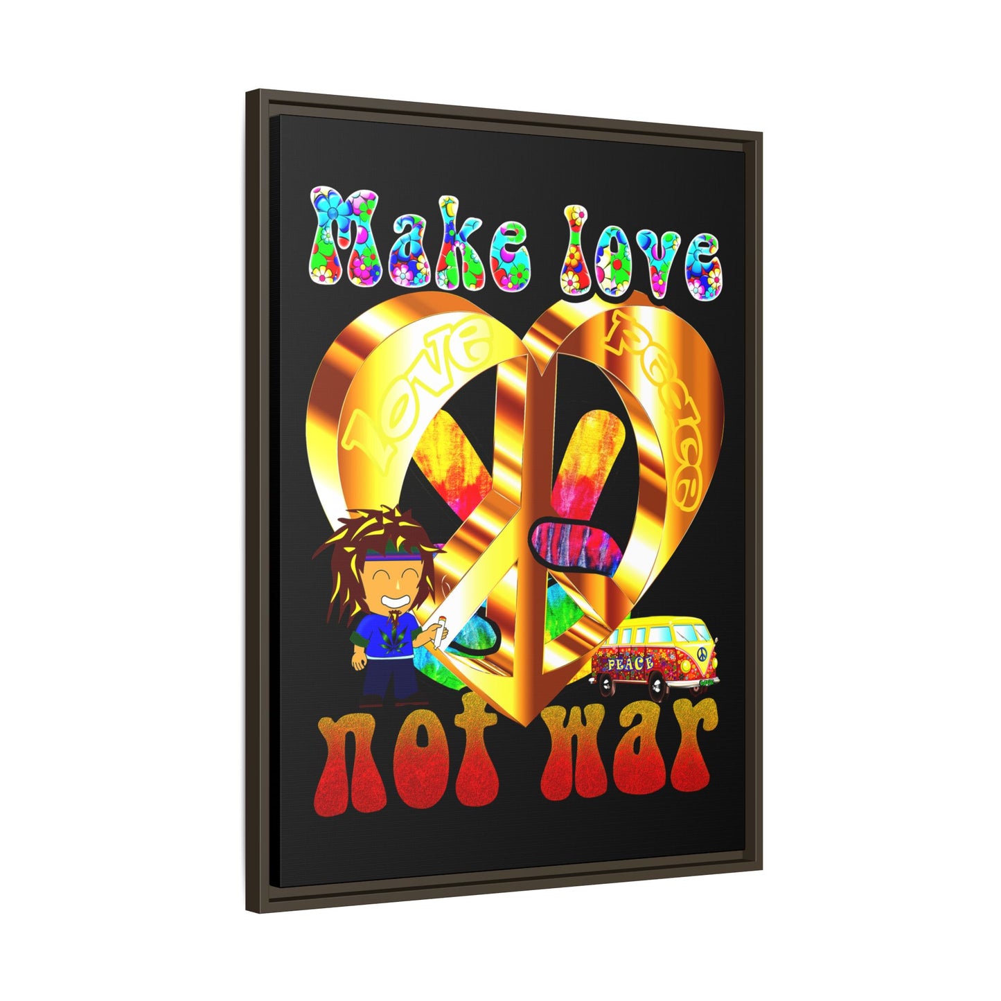love peace - framed canvas art (black)