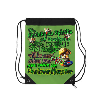 christmas spirits of boston - Drawstring Bag (green)