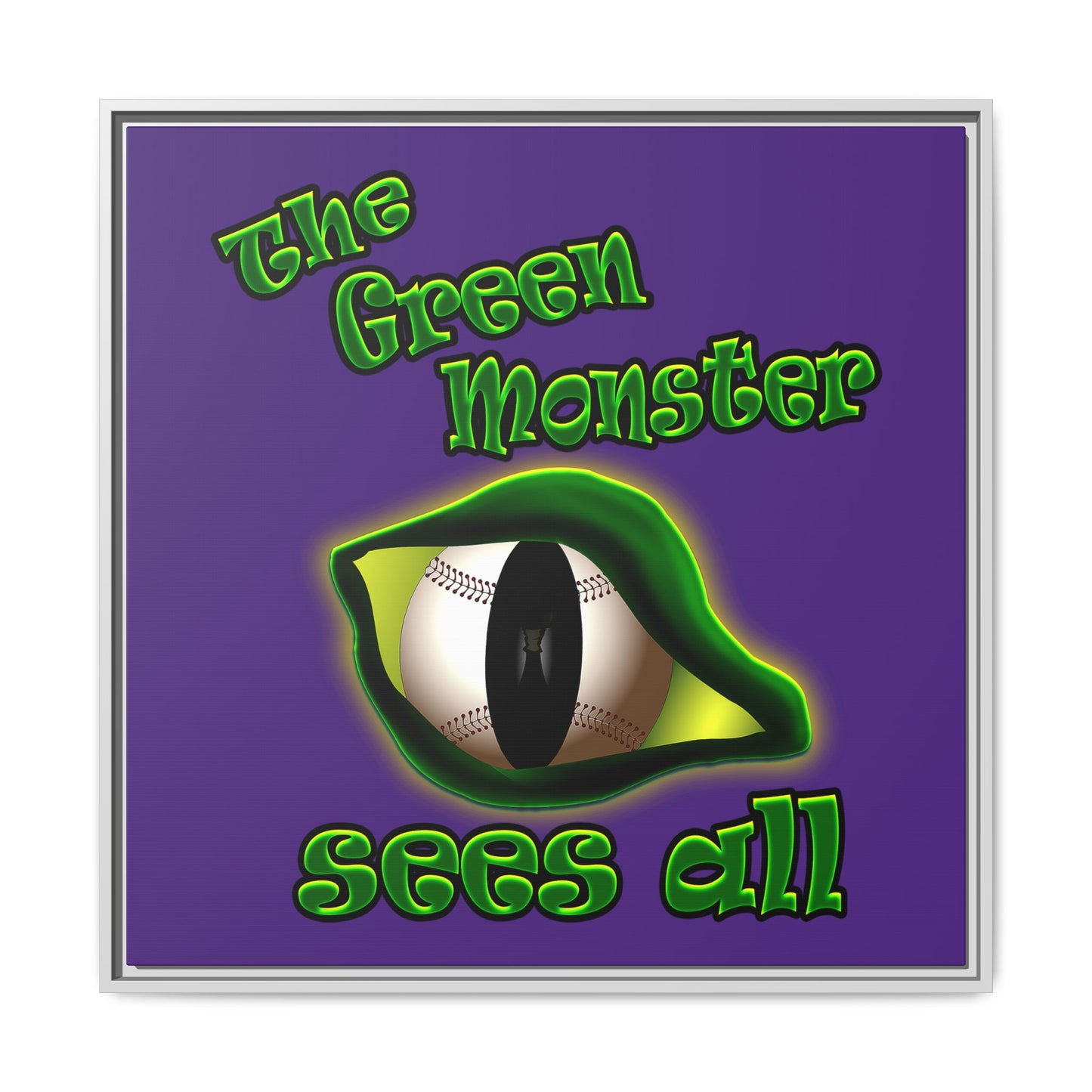 green monster - framed canvas art (purple)