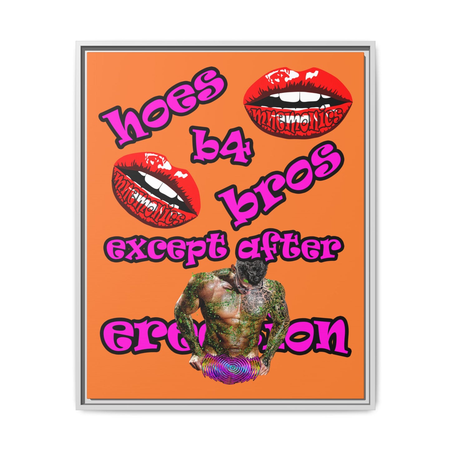 hoes b4 bros - framed canvas art (crusta)