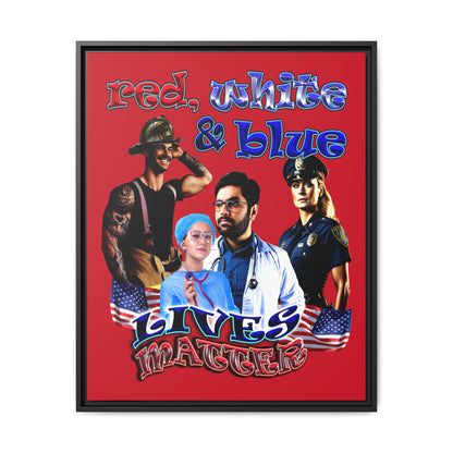 rw&b lives matter - framed canvas art (dark red)