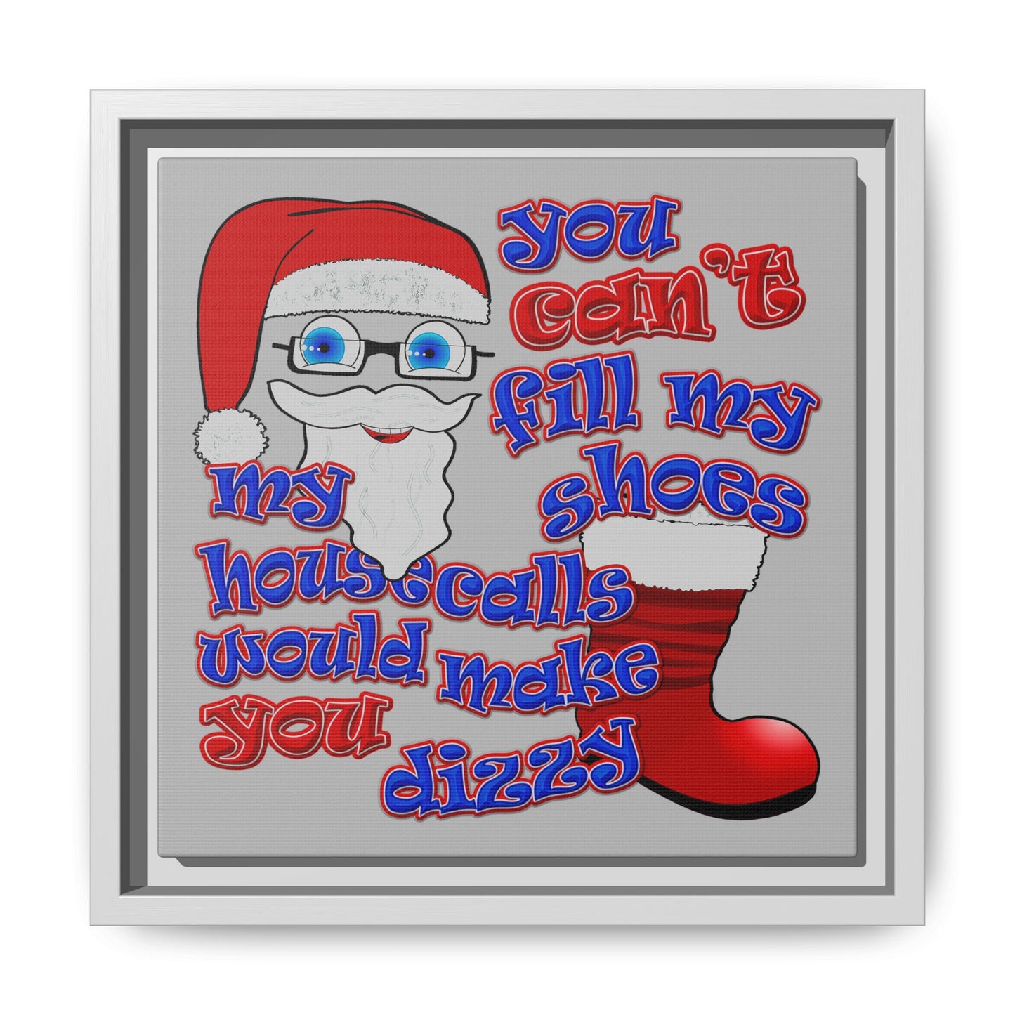 santa's shoes - framed canvas art (light grey)