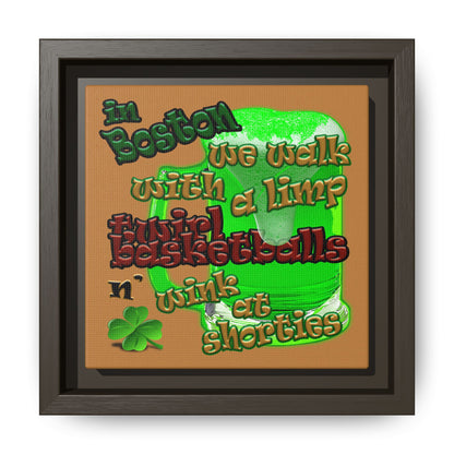 celtics logo - framed canvas art (light brown)
