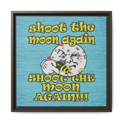 shoot the moon again - framed canvas art (faded blue)