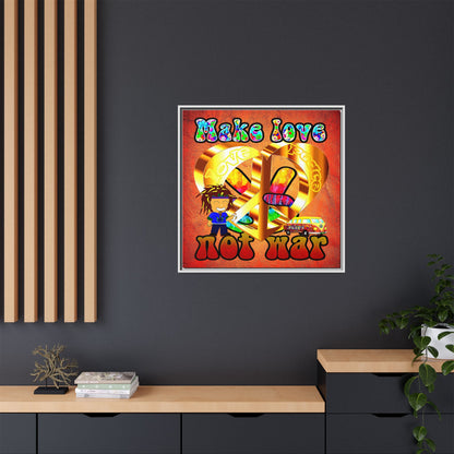 love peace - framed canvas art (burnt orange)