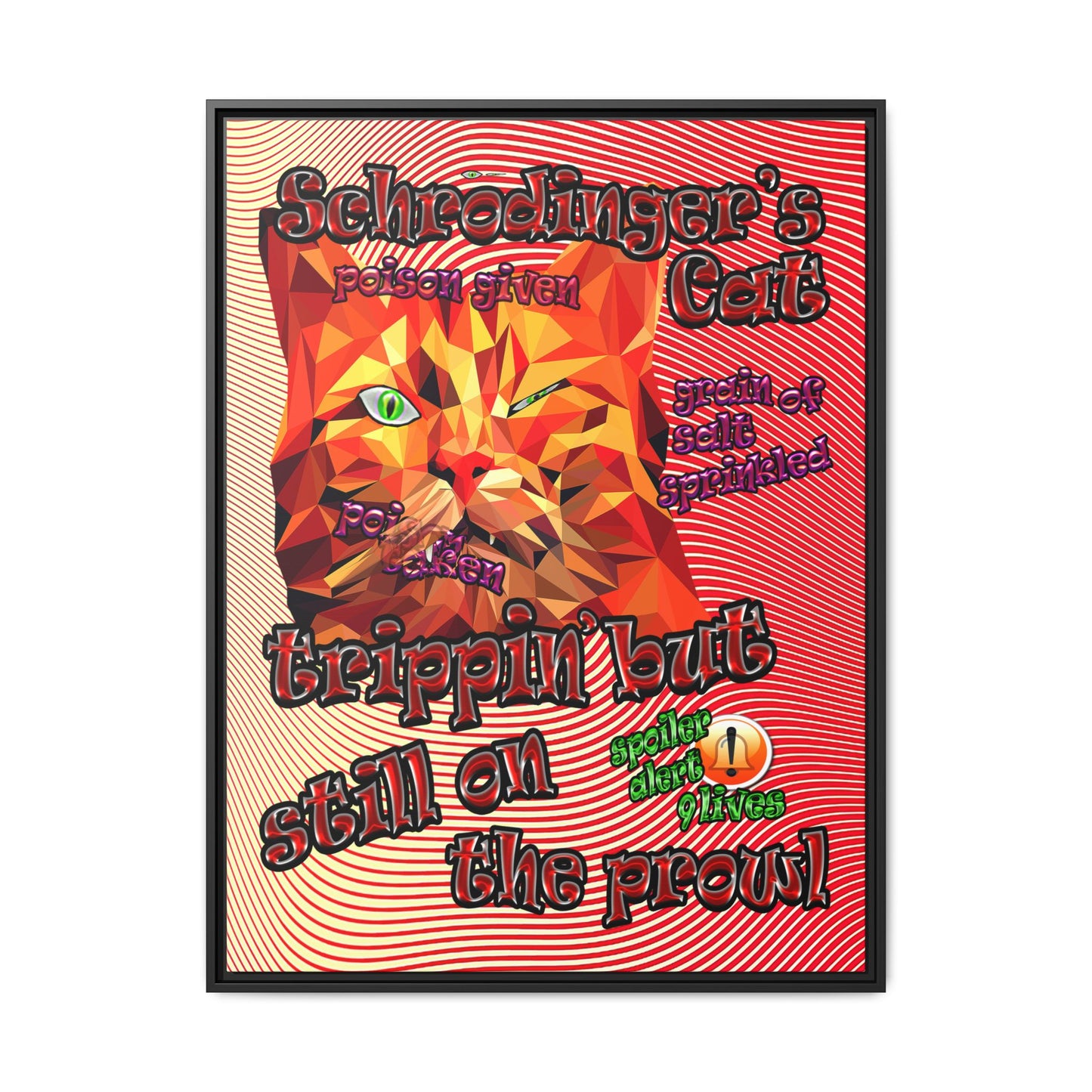 schrodinger's cat - framed canvas art (yellow-orange wave)