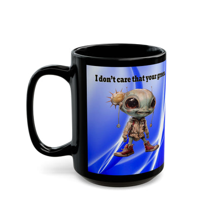 I don't care that your grey - Black Mug (blue-white wave)