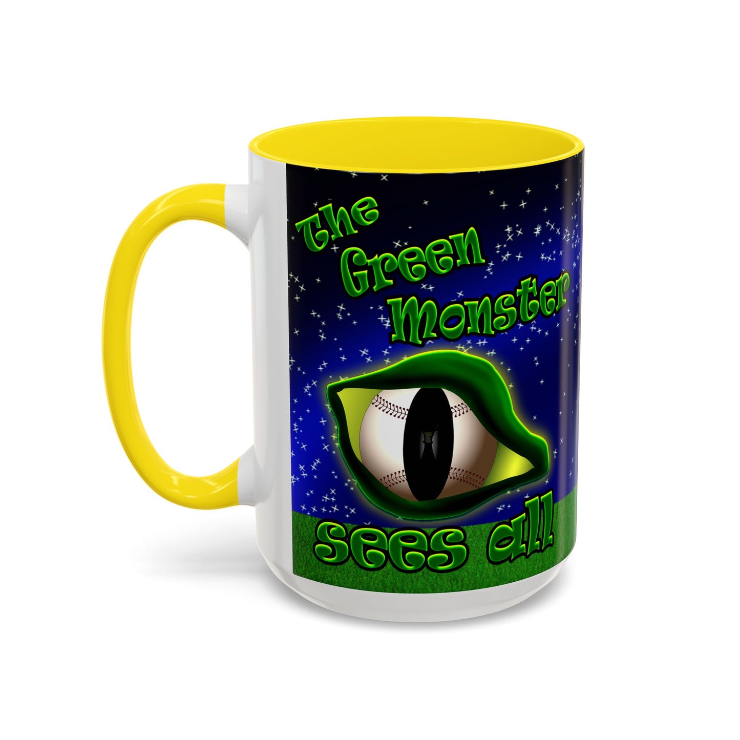 green monster - Accent Mug ('snoops' background)