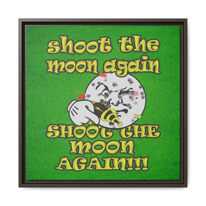 shoot the moon again - framed canvas art (green turf)