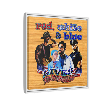 rw&b lives matter - framed canvas art (butterscotch wood finish)