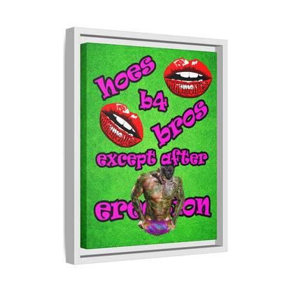 hoes b4 bros - framed canvas art (green turf)