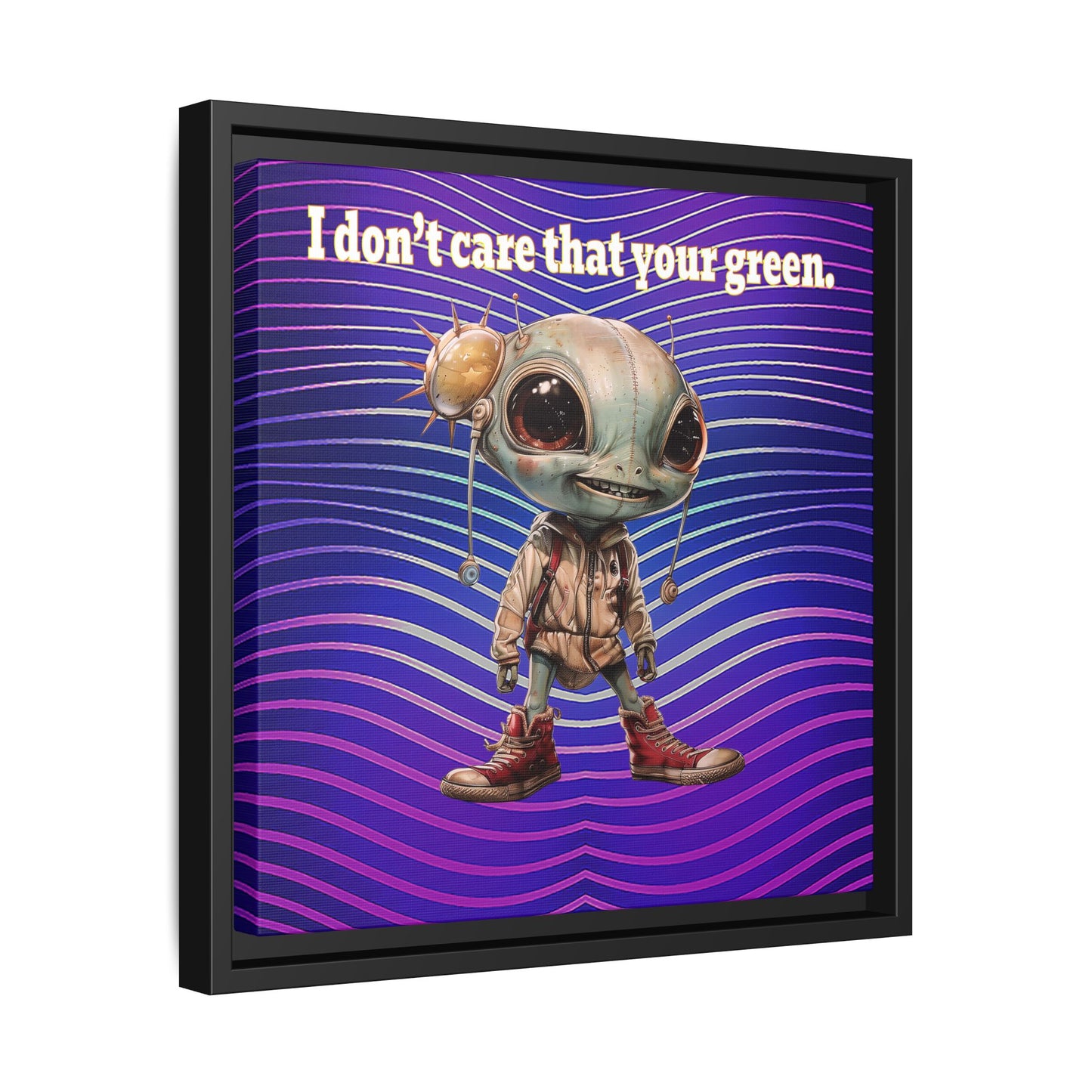 I don't care that your green - framed canvas art (purple wave)