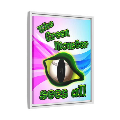 green monster - framed canvas art (light blue-pink wave)