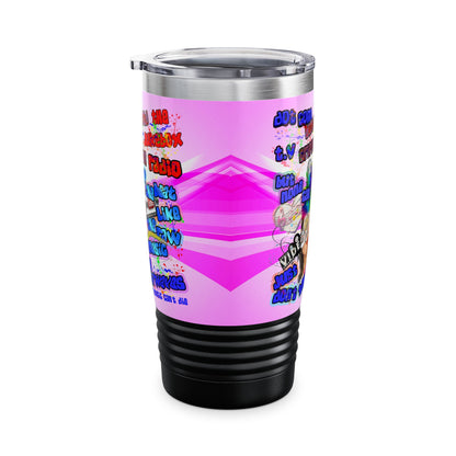 drop the beat - Ringneck Tumbler, 20oz  (light blue-pink wave)
