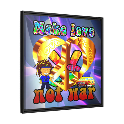 love peace - framed canvas art (grey-pink wave)