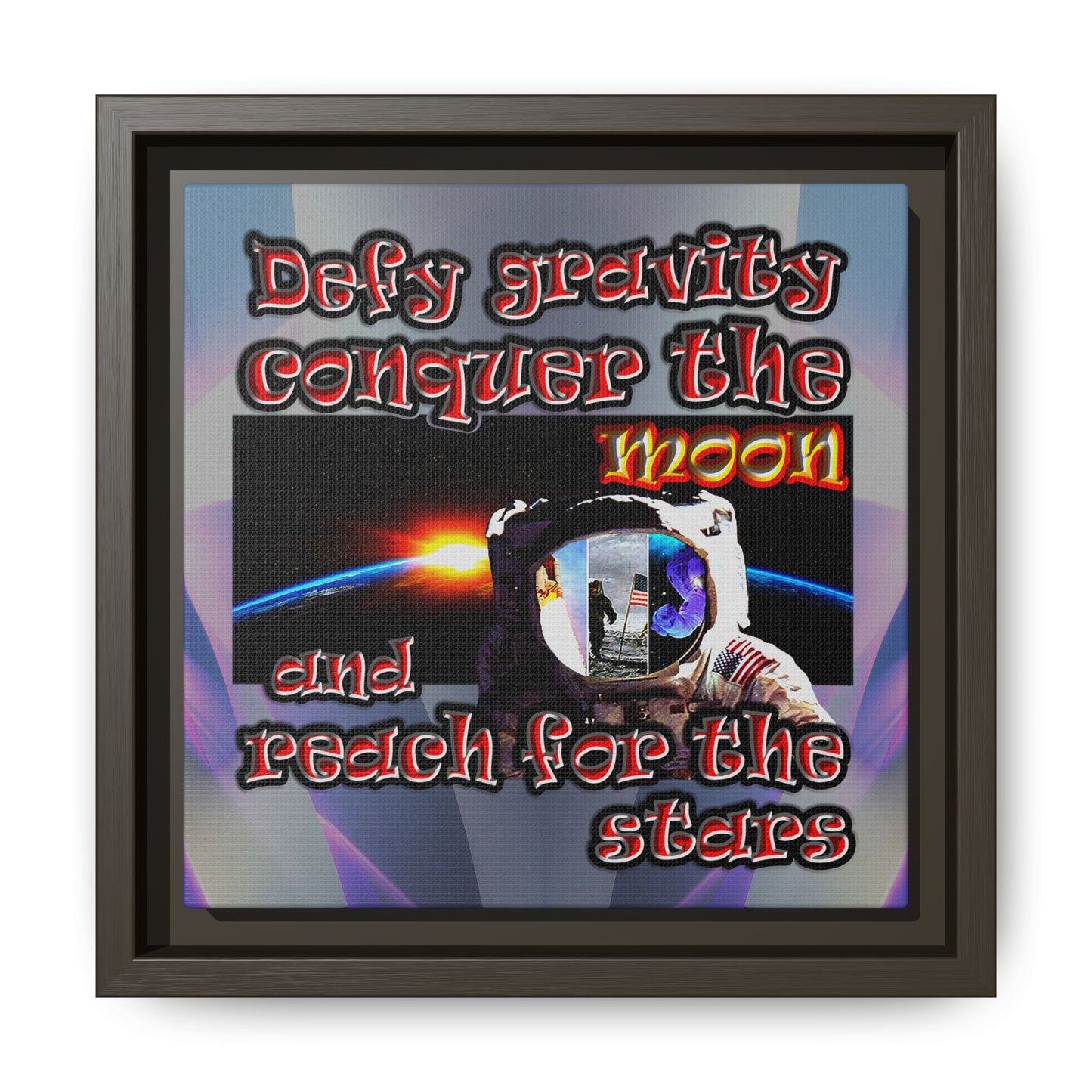 defy conquer reach - framed canvas art (grey-pink wave)