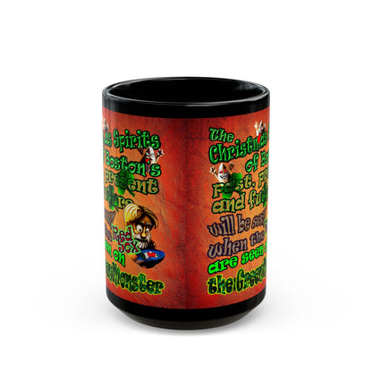 christmas spirits of boston - Black Mug (burnt orange)