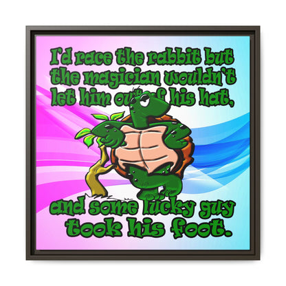 turtle race - framed canvas art (light blue-pink wave)