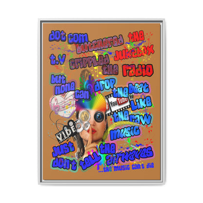 drop the beat - framed canvas art (light brown)
