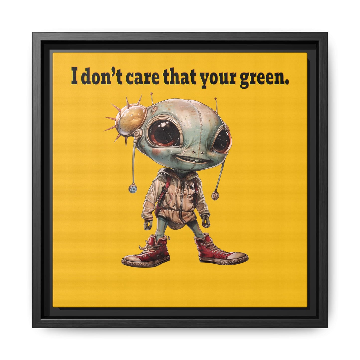 I don't care that your green - framed canvas art (yellow)