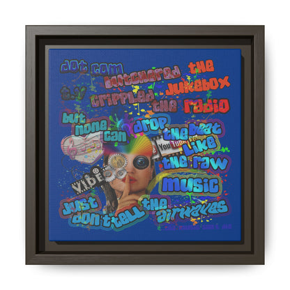 drop the beat - framed canvas art (dark blue)