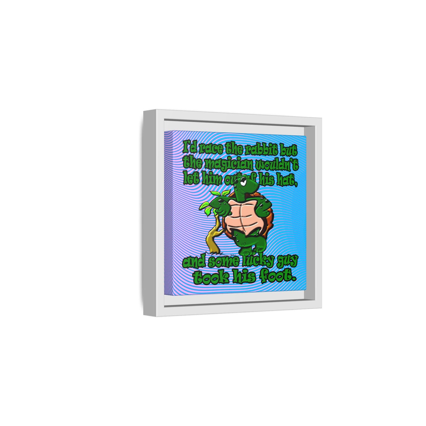 turtle race - framed canvas art (light blue-purple wave)