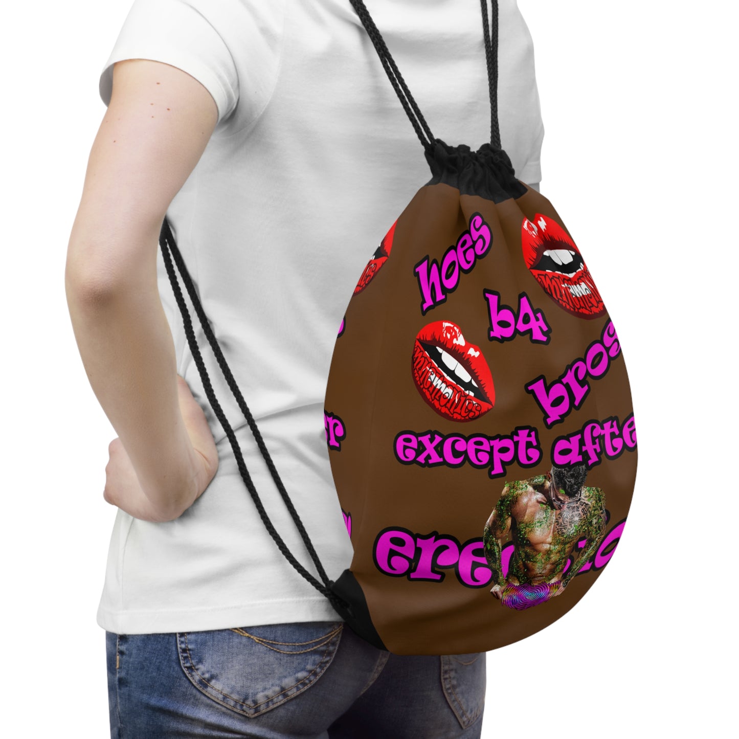 hoes b4 bros - Drawstring Bag (brown)