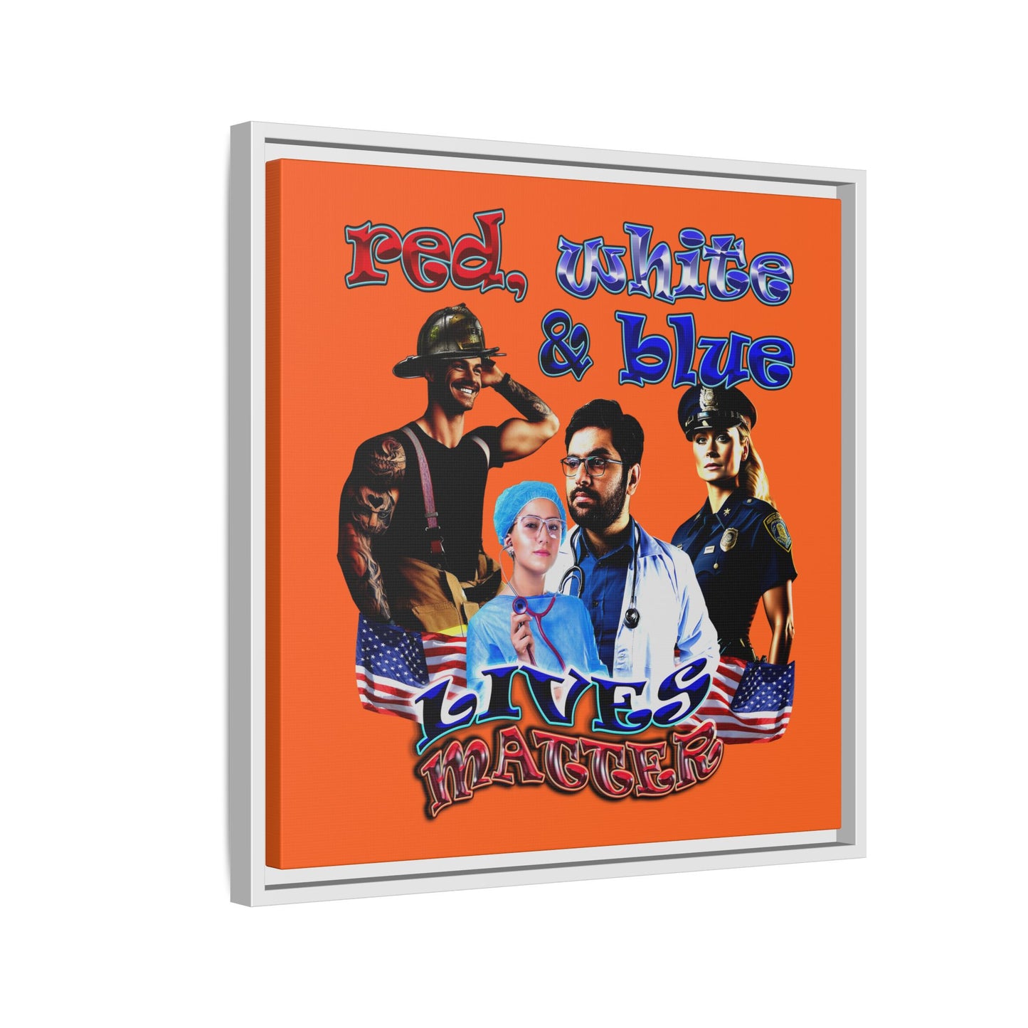 rw&b lives matter - framed canvas art (orange)