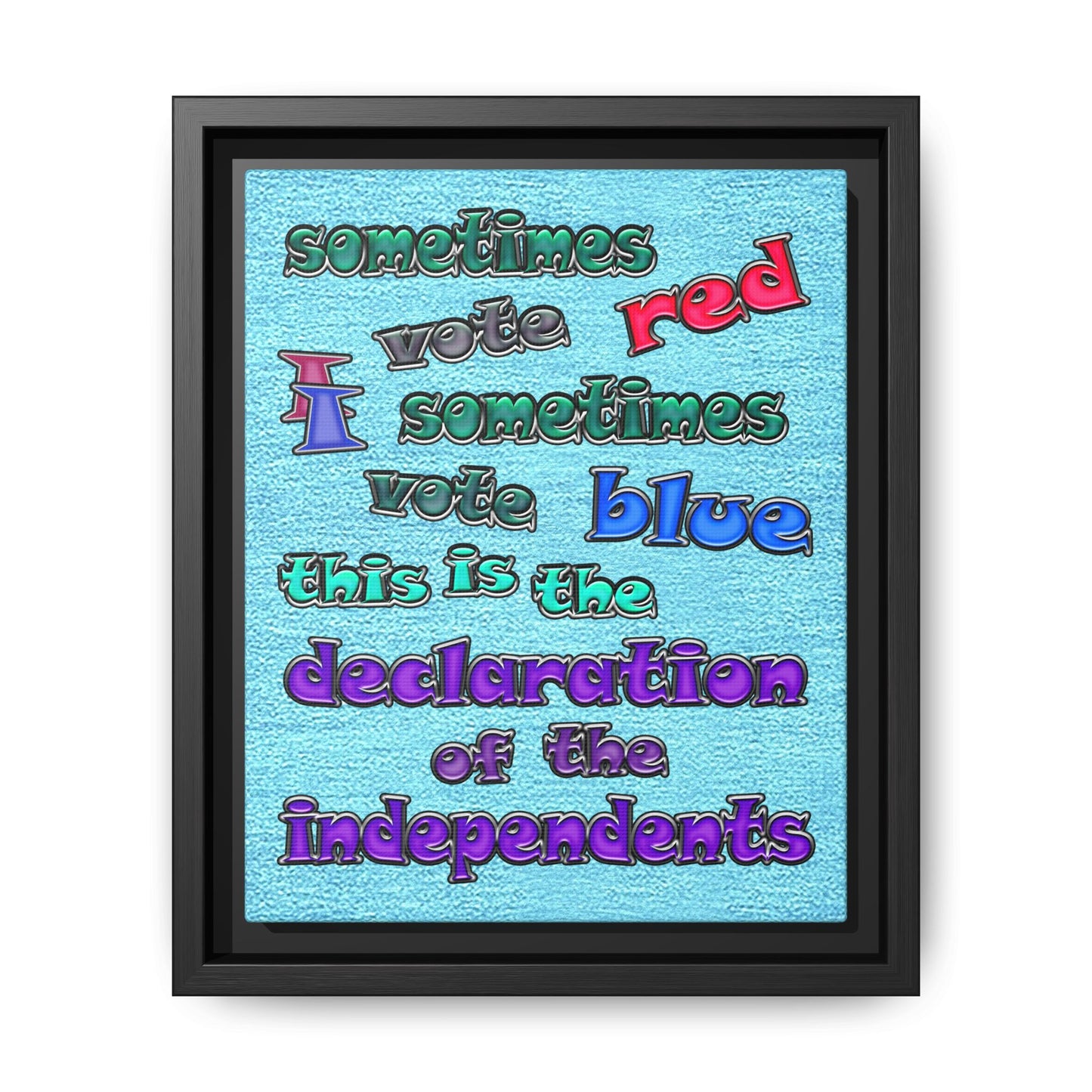 declaration of the independents - framed canvas art (faded blue)