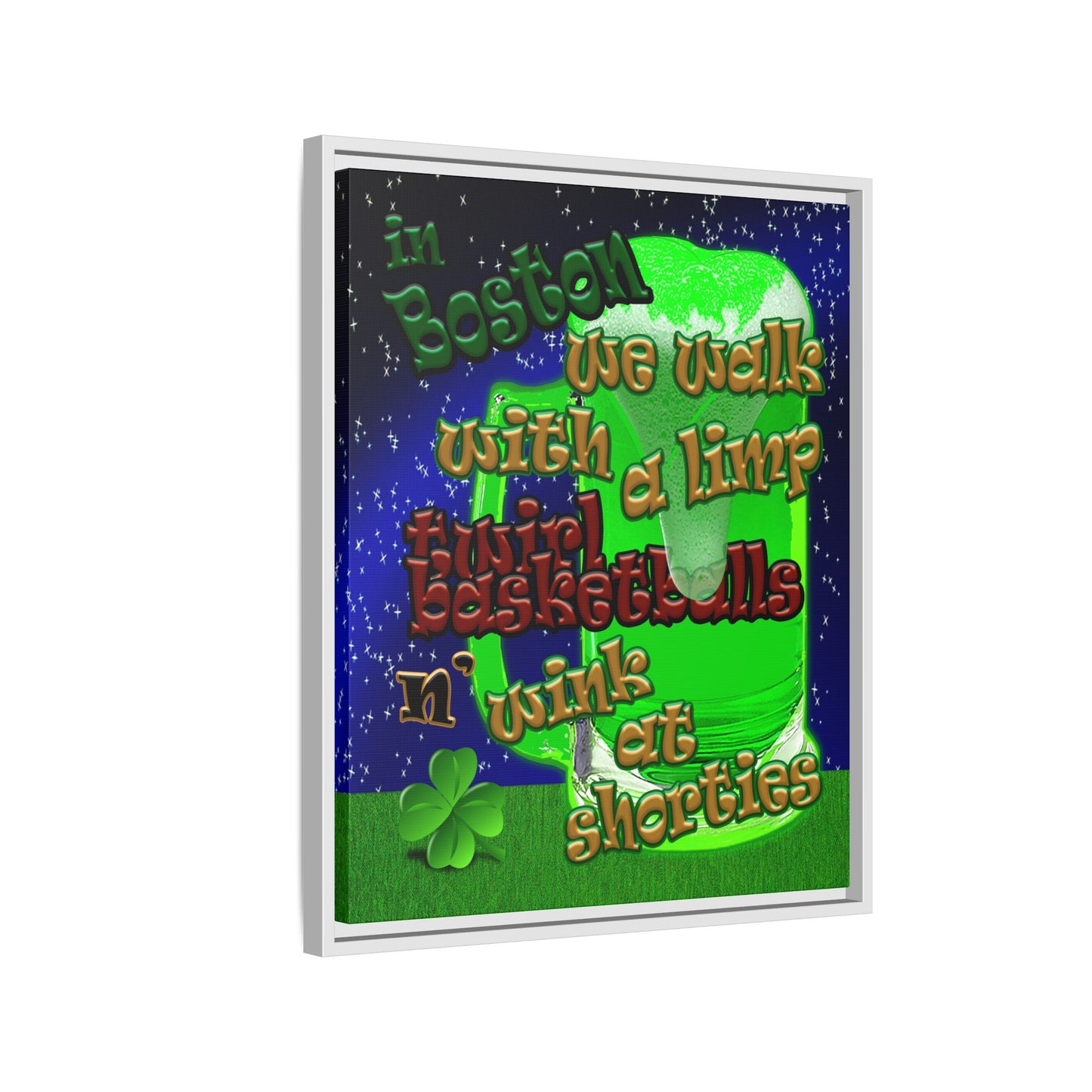 celtics logo - framed canvas art ('snoops' background)
