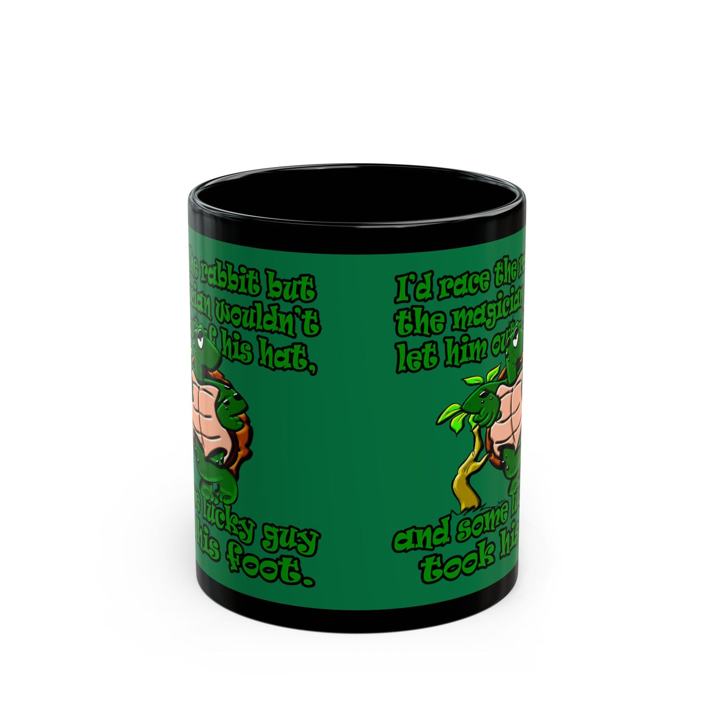 turtle race - Black Mug (dark green)