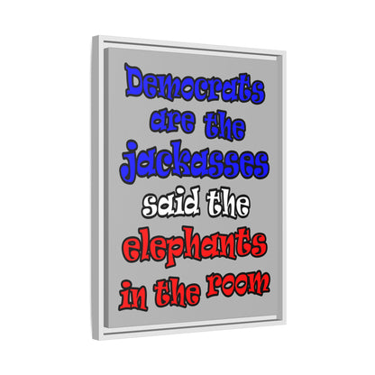 donkeys and elephants - framed canvas art (light grey)